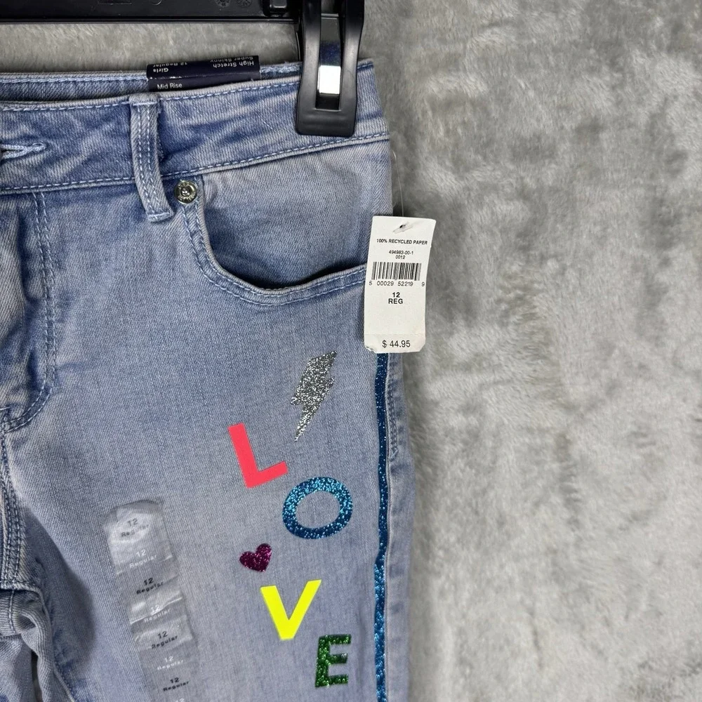 GAP Girls High Stretch Super Skinny Jeans Sz 12 Light Bling‎ LOVE NWT